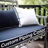 GEX Linen Blend Custom Size Bench Cushion Pads with Contrasting Colors Piping 70D High-Resilience Foam