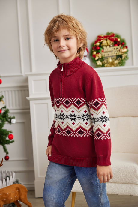 LUBOT 2024 Christmas Sweater for Children BlackSnowflakes