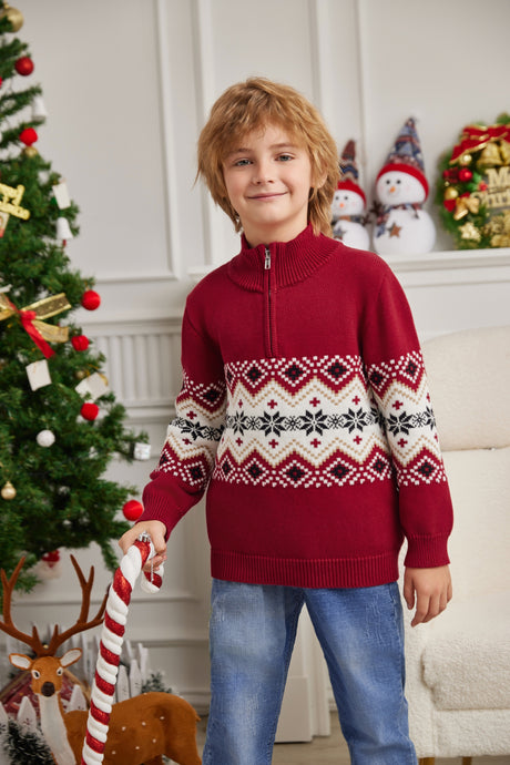 LUBOT 2024 Christmas Sweater for Children BlackSnowflakes