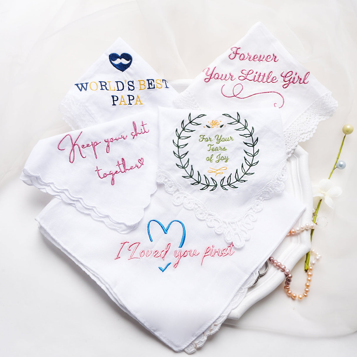 GEX Personalized Embroidered Cotton Wedding Handkerchief - GexWorldwide