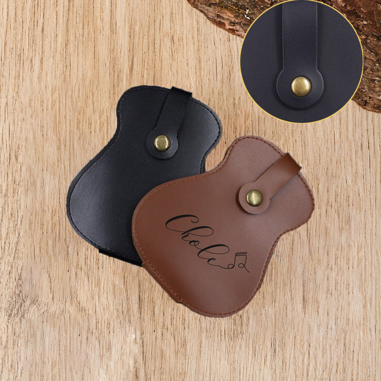 GEX Personalized Guitar Pick Holder Leather Keychain - GexWorldwide