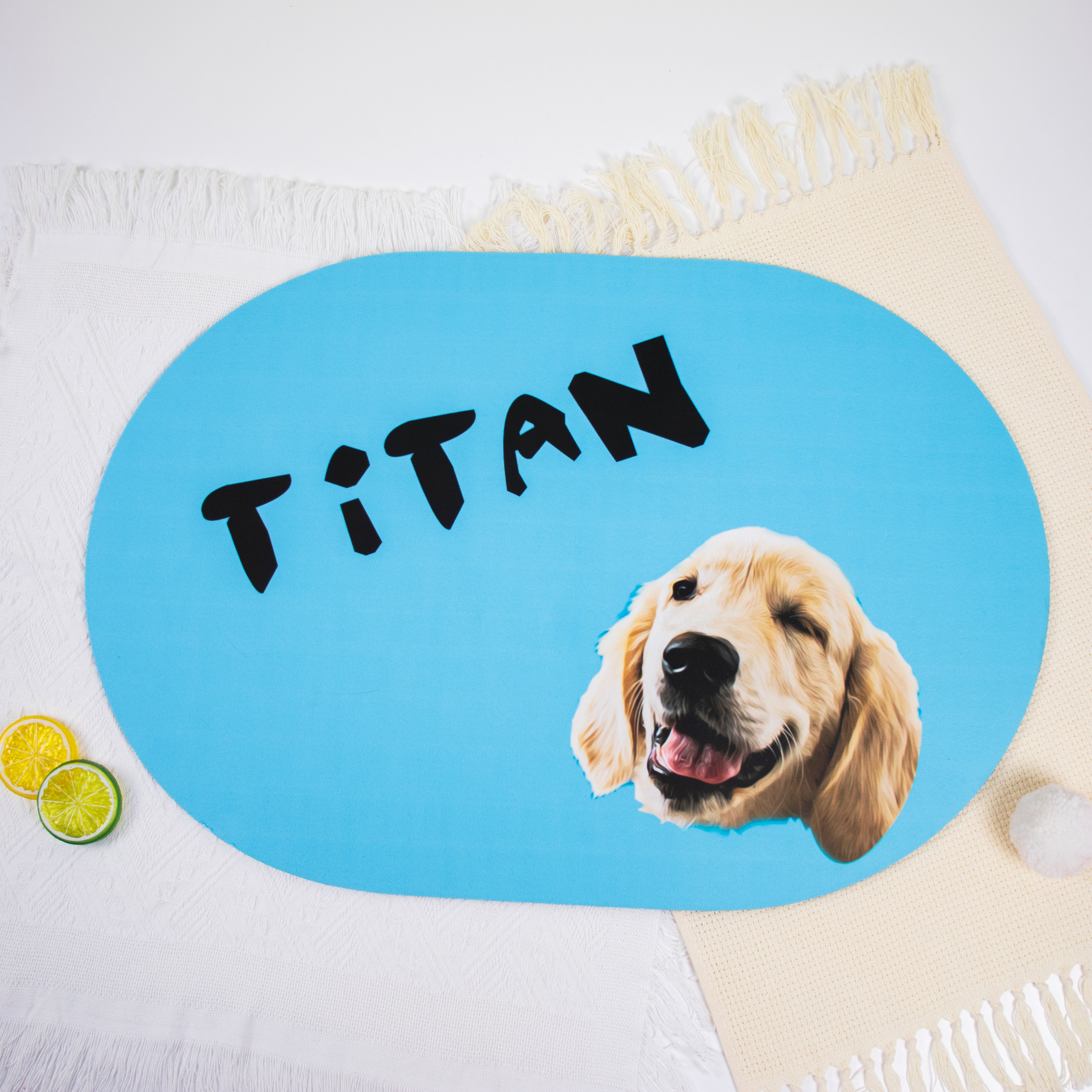 GEX Personalized Pet Bowl Mat with Pet Photo Placemat Gexworldwide 10 19.7 inch 31.5 inch