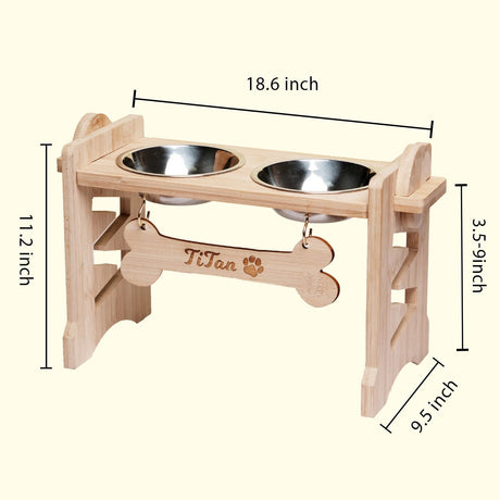 GEX Personalized Pet Bowl Stand Wooden Dog Bowl Holder - GexWorldwide