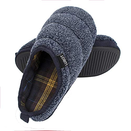 LUBOT Men's House Slippers Comfortable Fuzzy Polar Fleece Anti-Slip Indoor Shoes - GexWorldwide