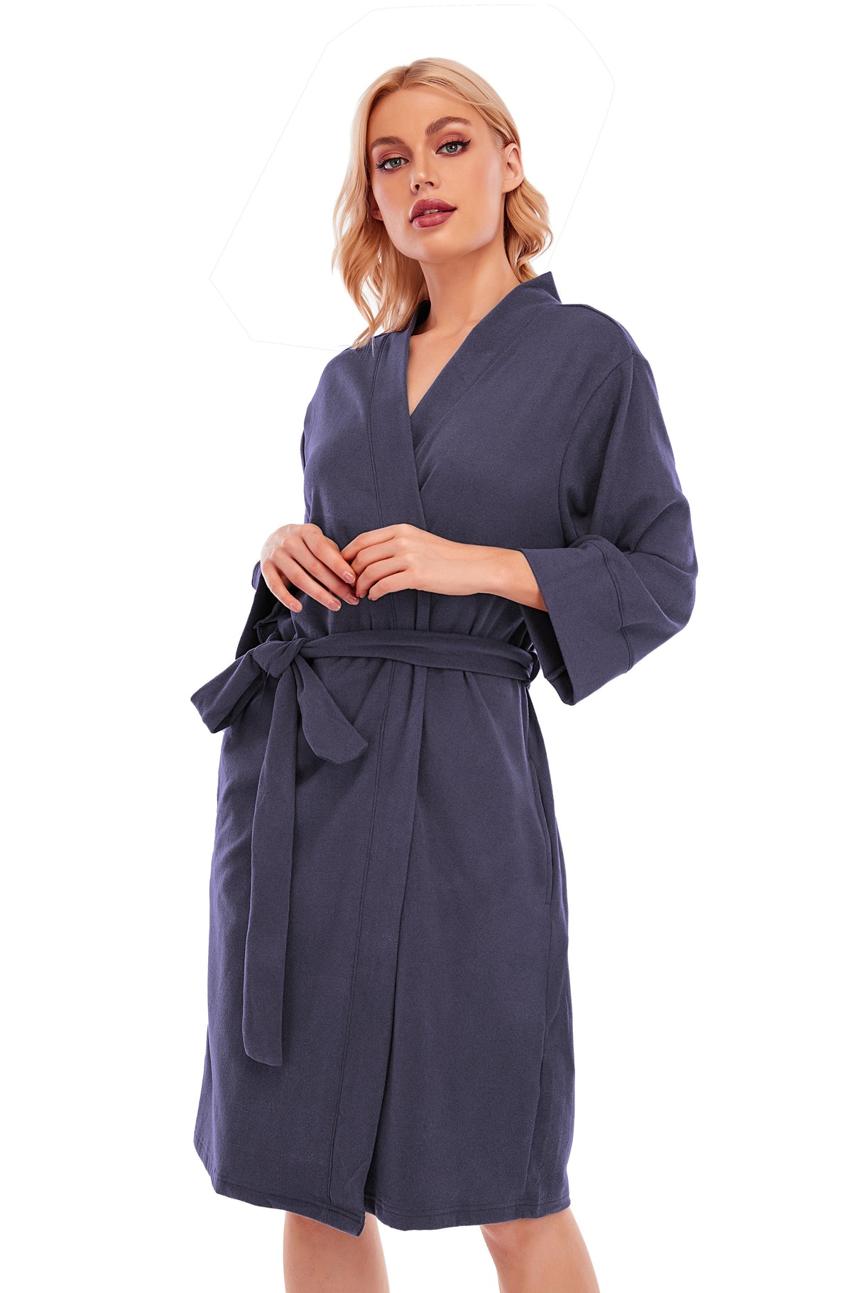 LUBOT Women's Robes Bathrobe Lightweight Microfleece Loungewear Blue - GexWorldwide