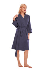 LUBOT Women's Robes Bathrobe Lightweight Microfleece Loungewear Blue - GexWorldwide