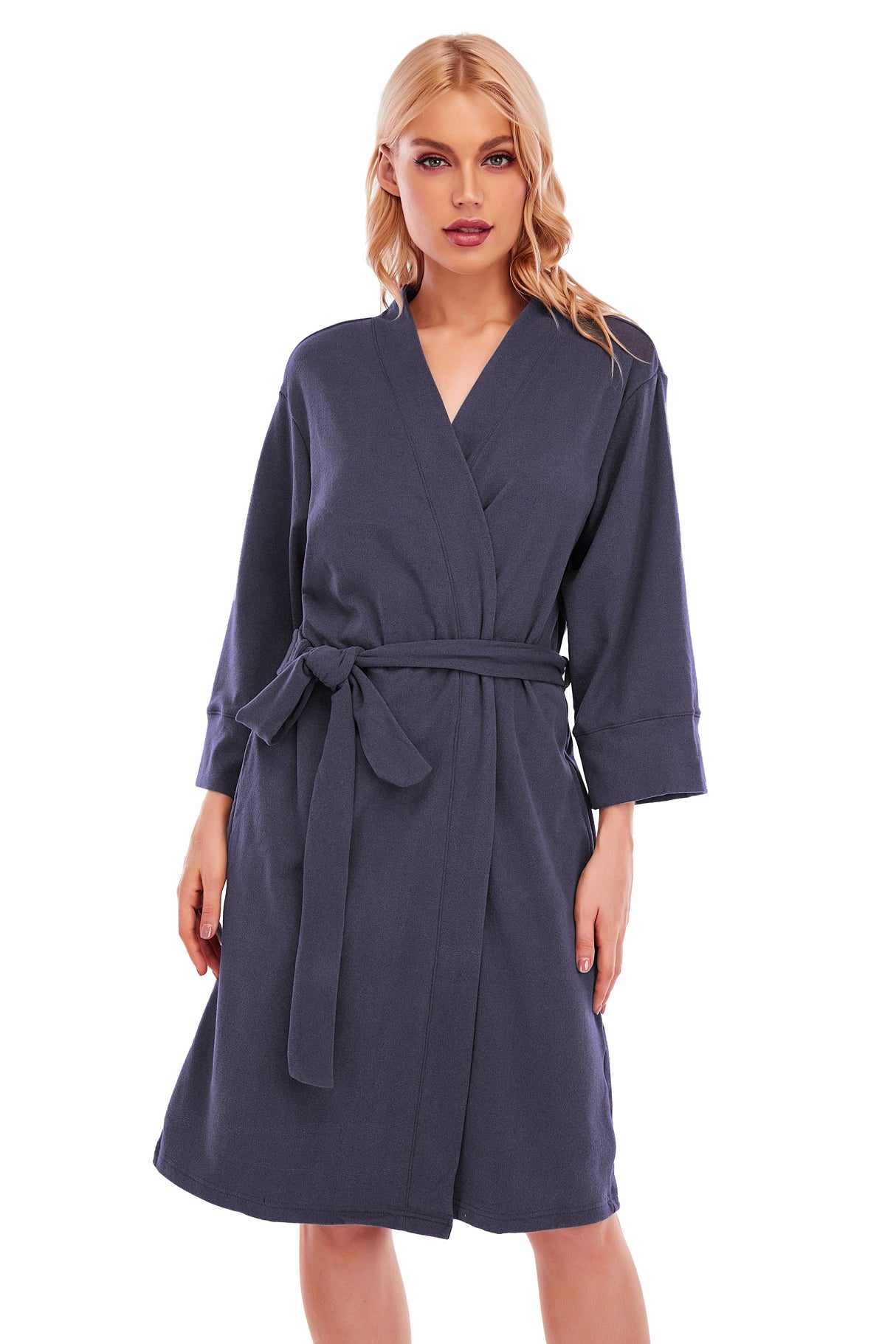 LUBOT Women's Robes Bathrobe Lightweight Microfleece Loungewear Blue - GexWorldwide